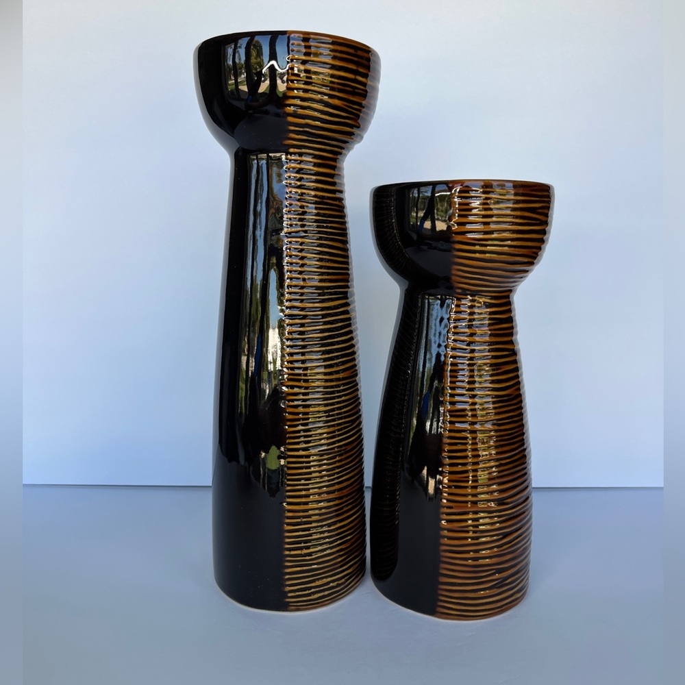 Mid-century Vintage Ceramic Candle Holder set of 2